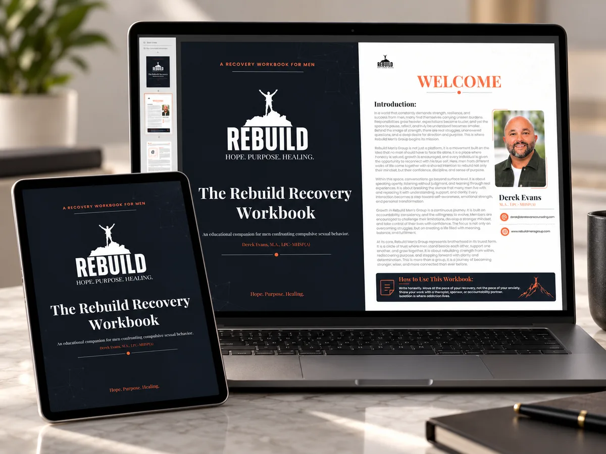 Rebuild Recovery Workbook open on a tablet and laptop